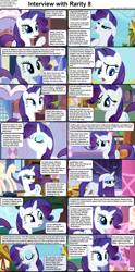 Size: 1282x2590 | Tagged: safe, imported from derpibooru, rarity, pony, unicorn, comic:celestia's servant interview, angry, caption, carousel boutique, comic, cs captions, cute, eyes closed, female, floppy ears, interview, looking at you, mare, onomatopoeia, raised hoof, raribetes, solo, text, underhoof, wet, wet mane, wet mane rarity