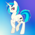 Size: 750x750 | Tagged: safe, artist:nyanpegasus, imported from derpibooru, dj pon-3, vinyl scratch, pony, unicorn, abstract background, backwards cutie mark, eyebrows, eyebrows visible through hair, eyelashes, horn, raised hoof, smiling, solo