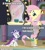 Size: 500x557 | Tagged: safe, edit, edited screencap, imported from derpibooru, screencap, fluttershy, rarity, pegasus, pony, unicorn, hearth's warming eve (episode), season 2, box, breaking the fourth wall, cardboard box, flutterbox, hiding, hub logo, meme, mirror, my little brony, television logo joke