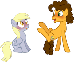 Size: 1796x1497 | Tagged: safe, artist:gallantserver, imported from derpibooru, cheese sandwich, derpy hooves, pony, blushing, cheesederpy, female, male, missing accessory, shipping, simple background, straight, transparent background
