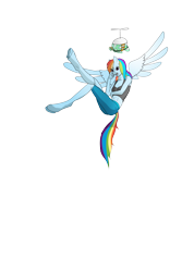 Size: 2400x3600 | Tagged: safe, artist:lullabyjak, imported from derpibooru, rainbow dash, tank, anthro, pegasus, tortoise, unguligrade anthro, abs, best boi, clothes, compression shorts, duo, female, floating, flying, high res, leggings, male, short shirt, shorts