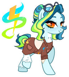Size: 1151x1293 | Tagged: safe, artist:marihht, imported from derpibooru, oc, oc only, pony, base used, clothes, cutie mark, female, goggles, magical lesbian spawn, mare, offspring, overalls, parent:lightning dust, parent:rainbow dash, parents:rainbowdust, simple background, transparent background