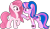 Size: 2689x1535 | Tagged: dead source, safe, artist:muhammad yunus, artist:tanahgrogot, imported from derpibooru, oc, oc only, oc:annisa trihapsari, oc:hsu amity, alicorn, earth pony, pony, alicorn oc, base used, clothes, duo, duo female, earth pony oc, eye contact, female, folded wings, frown, full body, glasses, horn, indonesia, looking at each other, looking at someone, mare, medibang paint, multicolored mane, multicolored tail, not twilight sparkle, open mouth, pink body, pink hair, pink mane, pink tail, pointing, purple eyes, raised hoof, show accurate, simple background, standing, tail, taiwan, transparent background, vector, watch, wings