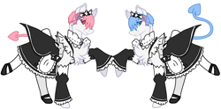 Size: 4096x2031 | Tagged: safe, artist:agdapl, imported from derpibooru, pony, base used, clothes, crossover, duo, maid, ponified, re:zero, signature, simple background, species swap, traditional art, white background