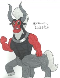 Size: 1246x1611 | Tagged: safe, artist:cmara, imported from derpibooru, lord tirek, centaur, male, palindrome get, simple background, solo, traditional art, white background