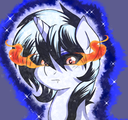 Size: 5402x5096 | Tagged: safe, artist:darkstorm mlp, imported from derpibooru, oc, oc:blue specter, oc:spectral star, oc:wishing star, alicorn, pony, alicorn oc, anime style, aura, fusion, head shot, horn, light and dark, magic, magic aura, male, sparkles, stallion, wings