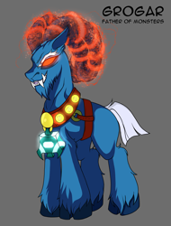 Size: 5900x7778 | Tagged: safe, artist:darkstorm mlp, imported from derpibooru, grogar, sheep, anime style, antagonist, bell, father of monsters, grogar's bell, magic, magic aura, male, ram