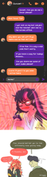 Size: 1000x3750 | Tagged: safe, artist:lzjian79, imported from derpibooru, cranky doodle donkey, sci-twi, sunset shimmer, twilight sparkle, equestria girls, abuse, autocorrect, blood, blushing, blushing profusely, chat, implied lesbian, implied nudity, implied sci-twi, implied scitwishimmer, implied shipping, meme, messenger, no pony, nosebleed, open mouth, photo, screaming, send nudes, shimmerbuse, simple background, solo, speech bubble, sweat, sweatdrop, text, text only, texts from ponies, thinking, this will not end well, twilighting, white background
