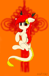 Size: 1200x1862 | Tagged: safe, artist:hsf, imported from derpibooru, oc, oc only, oc:kina hua, dracony, dragon, hybrid, longma, pony, china, dragon tail, fangs, nation ponies, ponified, solo