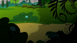 Size: 1280x720 | Tagged: safe, imported from derpibooru, screencap, bridle gossip, season 1, background, bush, everfree forest, flower, no pony, scenic ponyville, tree