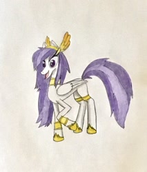 Size: 1736x2034 | Tagged: safe, artist:martialarts2003, imported from derpibooru, oc, oc only, oc:athena (shawn keller), pegasus, pony, guardians of pondonia, marker drawing, ponyoc, smiley face, smiling, solo, traditional art, wings
