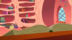 Size: 1280x720 | Tagged: safe, imported from derpibooru, screencap, bridle gossip, season 1, background, book, golden oaks library, liminal space, no pony, scenic ponyville