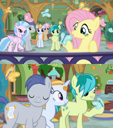 Size: 860x968 | Tagged: safe, imported from derpibooru, screencap, fluttershy, sandbar, silverstream, butterfly, earth pony, pegasus, marks for effort, season 8, spoiler:s08, friendship student, male