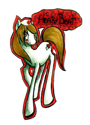 Size: 389x538 | Tagged: safe, artist:supah-panda, imported from derpibooru, oc, oc only, oc:heartbeat, earth pony, pony, female, hat, mare, nurse hat, simple background, solo, transparent background
