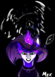 Size: 3508x4961 | Tagged: safe, artist:mekblue, imported from derpibooru, oc, oc only, oc:blase glance, pony, unicorn, commission, creature, creepy, dark magic, disembodied eyes, horn, magic, solo, sombra eyes, unicorn oc