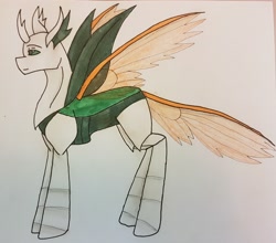 Size: 3140x2762 | Tagged: safe, artist:agdapl, imported from derpibooru, oc, oc only, changedling, changeling, changedling oc, changeling oc, female, high res, solo, species swap, traditional art