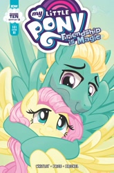 Size: 1349x2048 | Tagged: safe, artist:dsana, idw, imported from derpibooru, fluttershy, zephyr breeze, pegasus, pony, spoiler:comic, spoiler:comic101, brother and sister, comic, cover, cute, female, hug, male, mare, season 10, shyabetes, sibling love, siblings, smiling, stallion, zephyrbetes