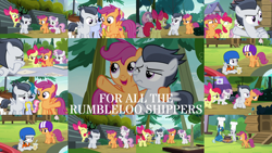 Size: 1280x722 | Tagged: safe, edit, edited screencap, editor:quoterific, imported from derpibooru, screencap, apple bloom, kettle corn, pipsqueak, rumble, scootaloo, skeedaddle, sweetie belle, thunderlane, earth pony, pegasus, pony, unicorn, marks and recreation, season 7, bipedal, collage, colt, cutie mark crusaders, female, filly, helmet, male, rumbloo, shipping, straight