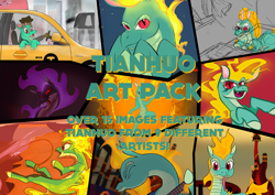 Size: 1200x850 | Tagged: safe, imported from derpibooru, tianhuo, dragon, hybrid, longma, art pack:tianhuo art pack, them's fightin' herds, alternate color palette, art pack, art pack cover, colored sketch, community related, looking at you, scaled underbelly, tianhuo (tfh)