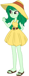 Size: 1024x2668 | Tagged: safe, artist:carnifex, artist:emeraldblast63, imported from derpibooru, wallflower blush, equestria girls, based on art, clothes, college, cute, dress, feet, flip-flops, flowerbetes, hat, inspired by another artist, older wallflower blush, sandals, simple background, sleeveless, solo, transparent background, university, vector
