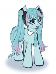 Size: 1280x1699 | Tagged: safe, artist:tigra0118, imported from derpibooru, kotobukiya, pony, anime, digital art, female, hatsune miku, kotobukiya hatsune miku pony, my little pony, ponified, simple background, solo, vocaloid, white background