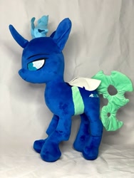 Size: 727x969 | Tagged: safe, artist:memories-ice, imported from derpibooru, oc, oc only, oc:sektiss, changeling, changeling oc, crown, cutie mark, horn, irl, jewelry, photo, plushie, regalia, solo