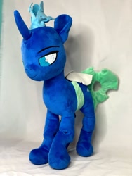 Size: 684x912 | Tagged: safe, artist:memories-ice, imported from derpibooru, oc, oc only, oc:sektiss, changeling, changeling oc, crown, cutie mark, horn, irl, jewelry, photo, plushie, regalia, solo