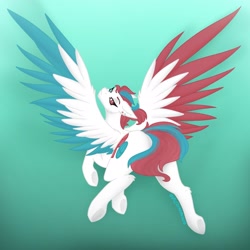 Size: 2048x2048 | Tagged: safe, artist:lunathemoongod, imported from derpibooru, oc, oc only, pegasus, pony, colored wings, heterochromia, high res, not zipp, not zipp storm, simple background, solo, wings