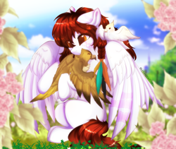 Size: 4000x3368 | Tagged: safe, artist:krissstudios, imported from derpibooru, oc, oc only, bird, pegasus, pony, female, flower, high res, mare, solo