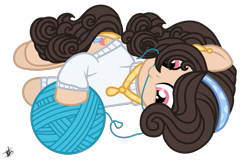 Size: 1429x921 | Tagged: safe, artist:princessmoonsilver, imported from derpibooru, oc, oc only, pony, female, lying down, mare, prone, simple background, solo, transparent background, yarn, yarn ball