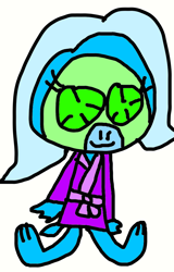Size: 664x1038 | Tagged: safe, artist:sugarbugjewelpet, imported from derpibooru, trixie, dragon, 1000 hours in ms paint, bathrobe, clothes, cucumber, dragoness, dragonified, female, food, mud mask, robe, solo, spa, species swap, trixiedragon