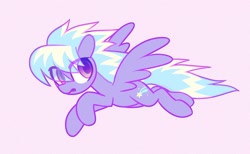 Size: 1615x998 | Tagged: safe, artist:dawnfire, cloudchaser, pegasus, pony, eye clipping through hair, female, flying, looking back, mare, open mouth, signature, solo, spread wings, wings