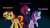 Size: 3840x2160 | Tagged: safe, artist:ejlightning007arts, imported from derpibooru, fizzlepop berrytwist, starlight glimmer, sunset shimmer, tempest shadow, pony, unicorn, equestria girls, badass, butt, clothes, counterparts, female, glowing horn, high res, horn, looking back, mare, plot, raised hoof, reformed villain, scarf, trio, twilight's counterparts, wallpaper