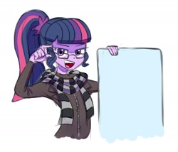 Size: 1750x1500 | Tagged: safe, artist:handgunboi, imported from derpibooru, sci-twi, twilight sparkle, equestria girls, board, clothes swap, felonius gru, female, gru, gru's plan, meme, solo