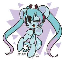 Size: 1960x1846 | Tagged: safe, artist:oc_ponys, imported from derpibooru, kotobukiya, pony, anime, hatsune miku, headphones, kotobukiya hatsune miku pony, microphone, necktie, open mouth, ponified, solo, vocaloid