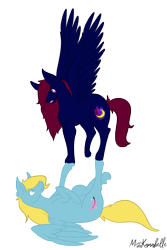 Size: 1186x1774 | Tagged: safe, artist:misskanabelle, imported from derpibooru, oc, oc only, pegasus, pony, duo, pegasus oc, signature, simple background, transparent background, wings