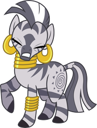 Size: 3000x3920 | Tagged: safe, artist:jeatz-axl, imported from derpibooru, zecora, zebra, bracelet, ear piercing, earring, eyes closed, female, high res, jewelry, leg rings, neck rings, piercing, raised hoof, simple background, solo, transparent background