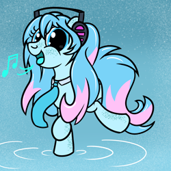 Size: 2000x2000 | Tagged: safe, artist:dafiltafish, imported from derpibooru, kotobukiya, earth pony, pony, anime, female, hatsune miku, headphones, high res, jewelry, kotobukiya hatsune miku pony, mare, music notes, necklace, ponified, vocaloid