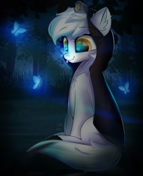 Size: 1582x1950 | Tagged: safe, artist:janelearts, imported from derpibooru, oc, oc only, butterfly, earth pony, pony, cloak, clothes, female, mare, solo, tongue out