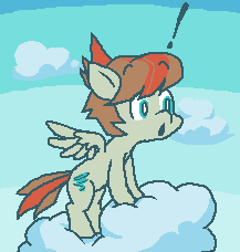 Size: 217x228 | Tagged: safe, artist:gorby, imported from derpibooru, oc, oc only, pegasus, pony, cloud, pixel art, solo, surprised