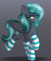 Size: 1661x1974 | Tagged: safe, artist:janelearts, imported from derpibooru, oc, oc only, pegasus, pony, clothes, female, mare, socks, solo, striped socks