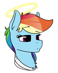 Size: 3840x4800 | Tagged: safe, artist:dacaoo, imported from derpibooru, rainbow dash, pegasus, pony, angel, halo, head only, neck fluff, simple background, solo, transparent background