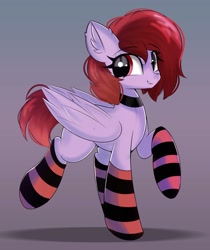 Size: 1661x1974 | Tagged: safe, artist:janelearts, imported from derpibooru, oc, oc only, pegasus, pony, clothes, female, mare, socks, solo, striped socks