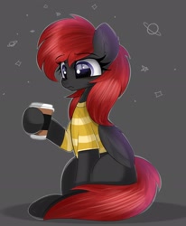 Size: 1574x1906 | Tagged: safe, artist:janelearts, imported from derpibooru, oc, oc only, pegasus, pony, clothes, coffee cup, cup, female, mare, shirt, solo