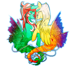 Size: 600x600 | Tagged: safe, artist:dormin-dim, imported from derpibooru, oc, oc only, alicorn, hybrid, merpony, pegasus, pony, sea pony, clothes, female, fin wings, jewelry, lidded eyes, looking at each other, necklace, orange eyes, pearl necklace, purple eyes, seaponified, see-through, simple background, smiling, species swap, tail, transparent background, wings