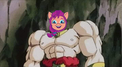 Size: 720x398 | Tagged: safe, edit, imported from derpibooru, sunny starscout, earth pony, 1000 years in photoshop, broly, broly the legendary super saiyan, dragon ball, dragon ball z, female, g5, intentionally bad, majestic as fuck, shitposting, wat