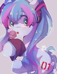 Size: 1108x1429 | Tagged: safe, artist:lexiedraw, imported from derpibooru, kotobukiya, earth pony, pony, anime, cute, hatsune miku, headphones, kotobukiya hatsune miku pony, microphone, ponified, simple background, solo, vocaloid