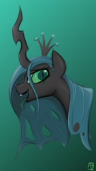 Size: 1108x1970 | Tagged: safe, artist:naen, imported from derpibooru, queen chrysalis, changeling, changeling queen, crown, female, jewelry, regalia, solo