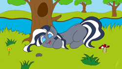 Size: 3840x2160 | Tagged: safe, artist:6pony66, imported from derpibooru, oc, oc only, oc:flutterbree, earth pony, isopod, pony, high res, nature, solo, tree