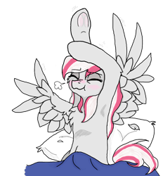 Size: 952x1024 | Tagged: safe, edit, imported from derpibooru, oc, oc only, oc:misty breeze, pegasus, pony, female, pegasus oc, solo, waking up, wings